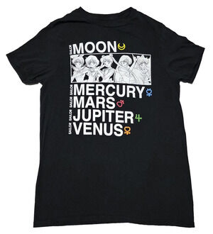 Sailor Moon T-Shirt Black Graphic Tee -Sailor Guardians Names & Symbols Sz Small